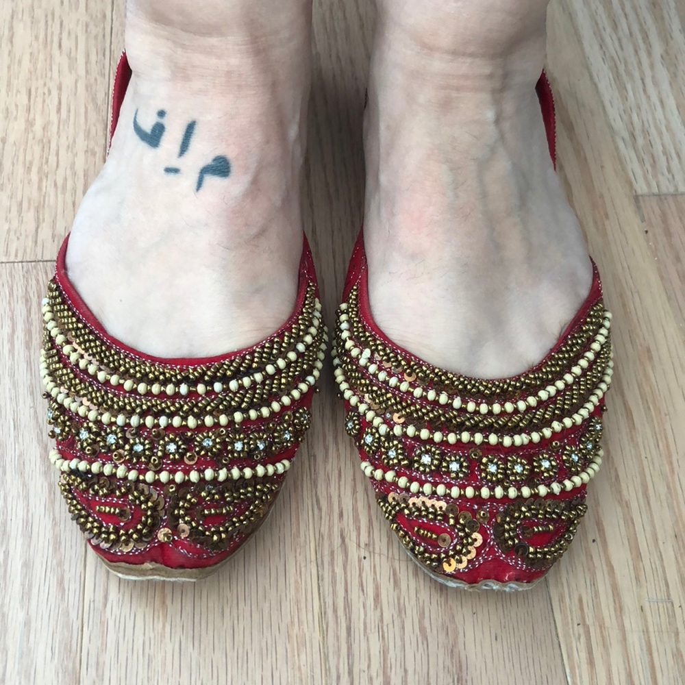 Red Arabic slippers from Dubai size 9
